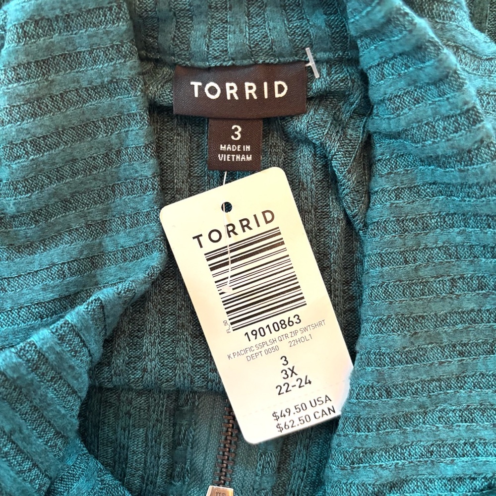 NWT Torrid Sweater Green Zip Up Ribbed Knit Classic SZ 3X - Picture 5 of 7